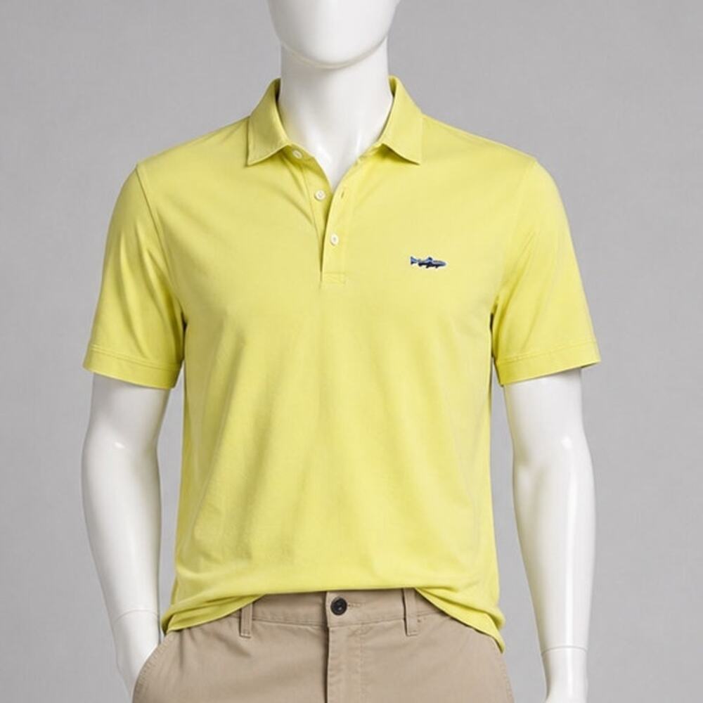 Patagonia Organic Cotton Polo Shirt Yellow Fish Logo Men’s Large Golf preppy